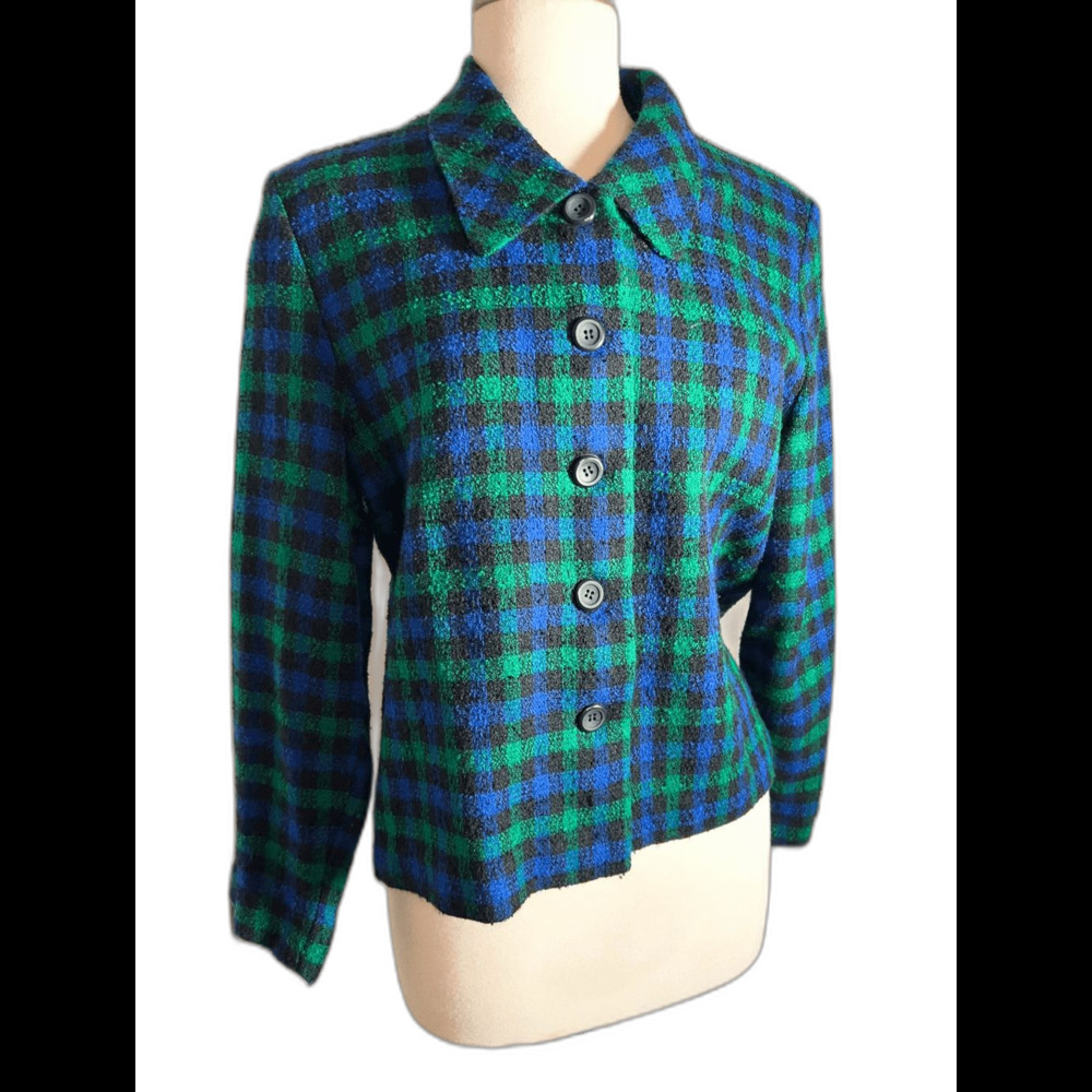 M.H.M. Melissa Harper Blazer Size 12 Vintage 80's Dark Academia Plaid Jacket